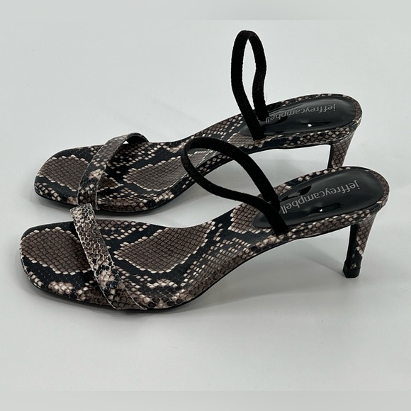 Jeffrey Campbell Snake Print Kitten Heel Sandals‎ 7 - Picture 1 of 8